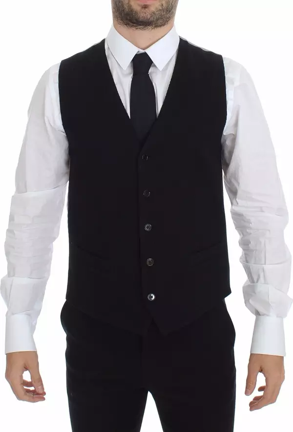 Black Cotton Dress Vest Blazer Jacket