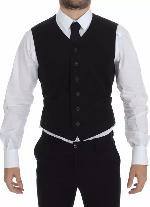 Black Flax Cotton Dress Vest Blazer