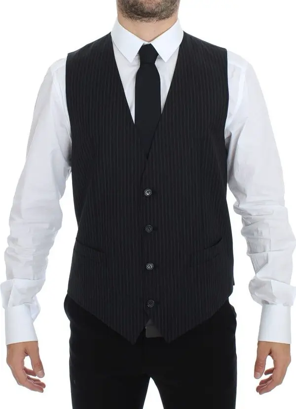 Gray Stretch Formal Dress Vest Gilet