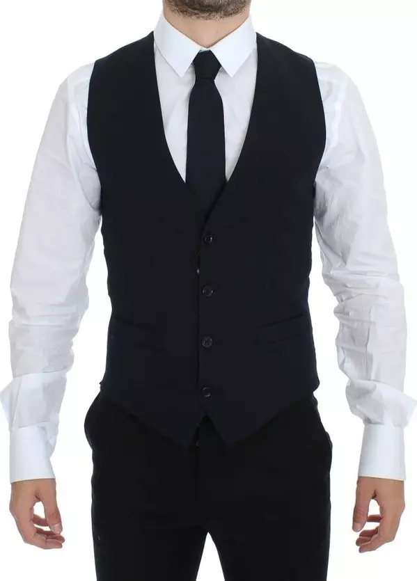 Blue Wool Formal Dress Vest Gilet