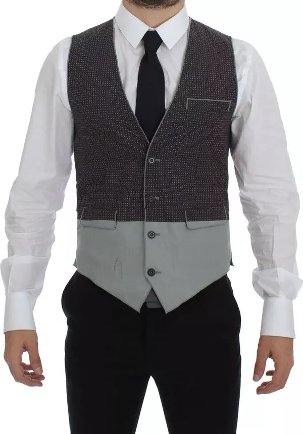 Gray Polka Dot Dress Vest Gilet Weste