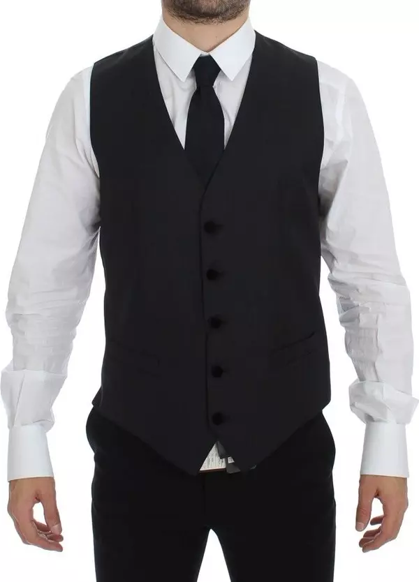 Gray Wool Formal Dress Vest Gilet Weste