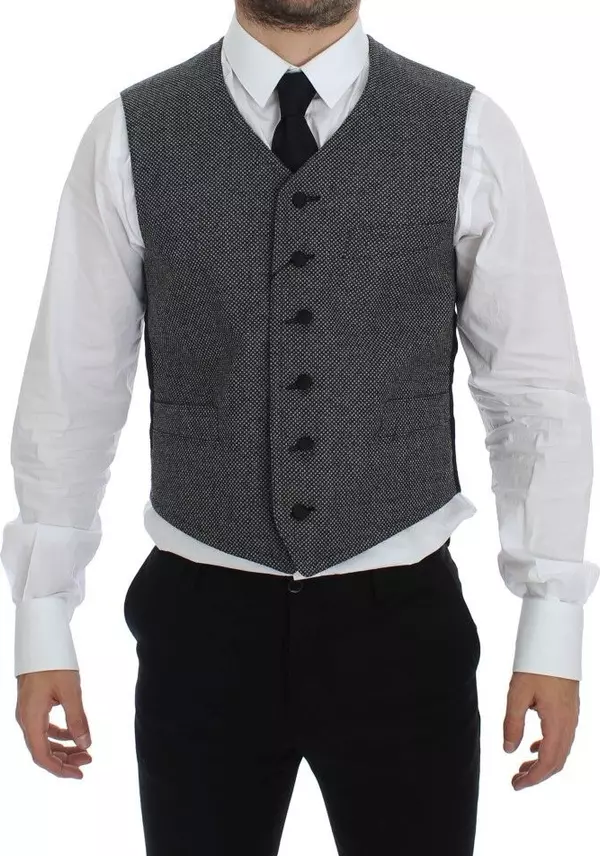 Gray Cotton Blend Logo Vest Gilet Weste