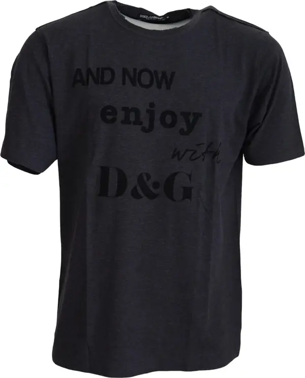 Gray Crewneck Cotton Short Sleeve  T-shirt
