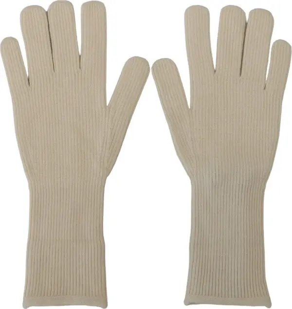 White Cashmere Knitted Hands Mitten Mens Gloves