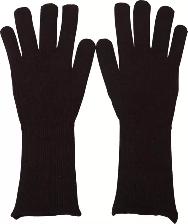 Brown Cashmere Silk Hands Mitten Mens Gloves