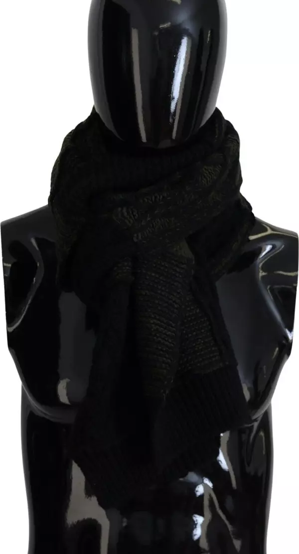 Black Green Knitted Men Neck Wrap Shawl Scarf