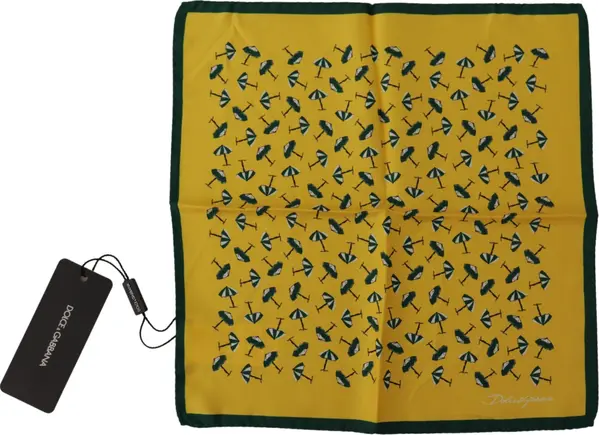 Yellow Printed DG Logo Square Mens Handkerchief Scarf