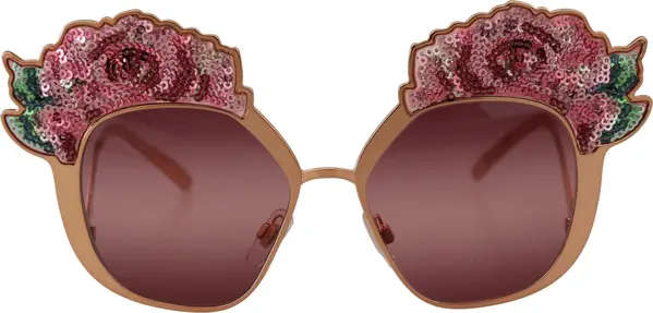 Pink Gold Rose Sequin Embroidery DG2202 Sunglasses