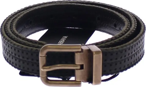 Blue Leather Logo Belt