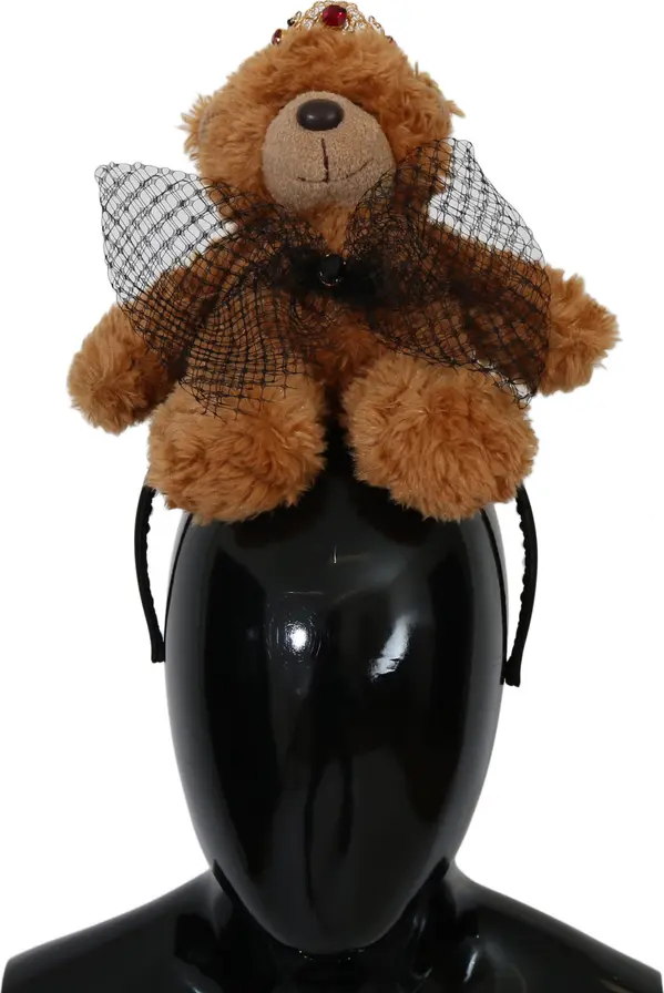 Teddy Bear Gold Crystal Crown Tiara Diadem Hair Band