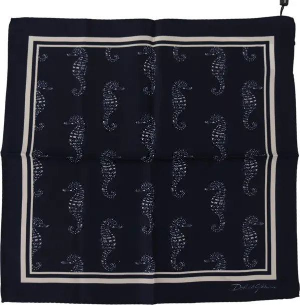 Blue Seahorse DG Printed Square Handkerchief Scarf