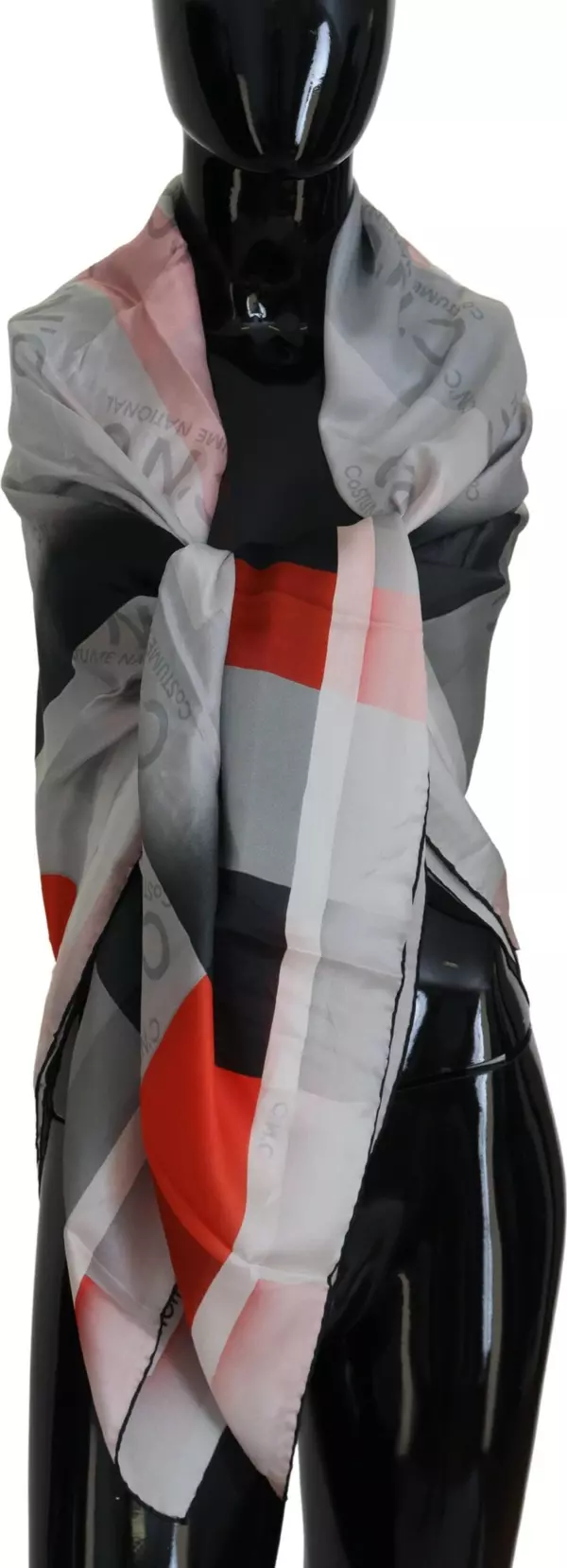 Gray Red Shawl Foulard Wrap Scarf