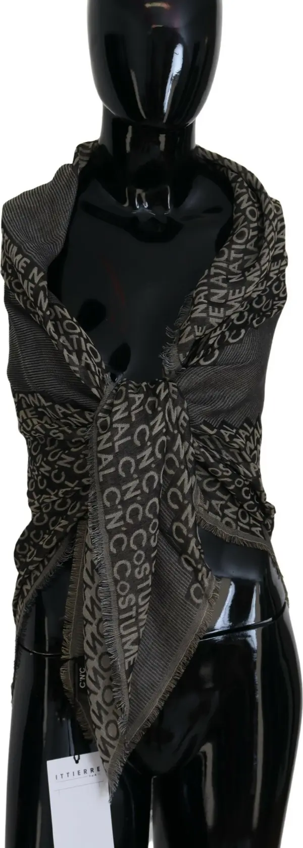 Gray Logo Knit Neck Wrap Shawl Scarf