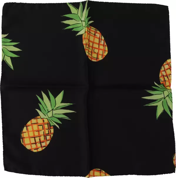 Black Pineapple Printed Square Handkerchief  Scarf