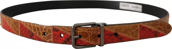 Multicolor Exotic Vintage Chrome Buckle Belt