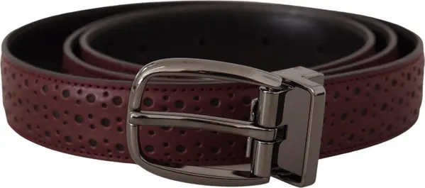 Brown Perforated Leather Metal Buckle Belt