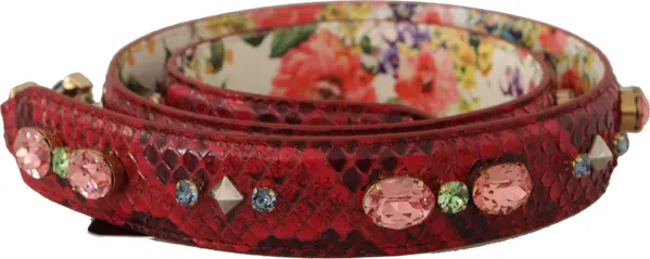 Red Exotic Leather Crystals Reversible Shoulder Strap
