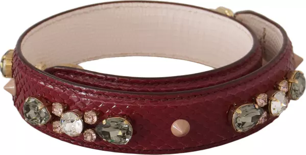 Bordeaux Leather Crystals Bag Shoulder Strap