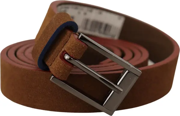 Brown Logo Engraved Metal Waist Buckle Belt