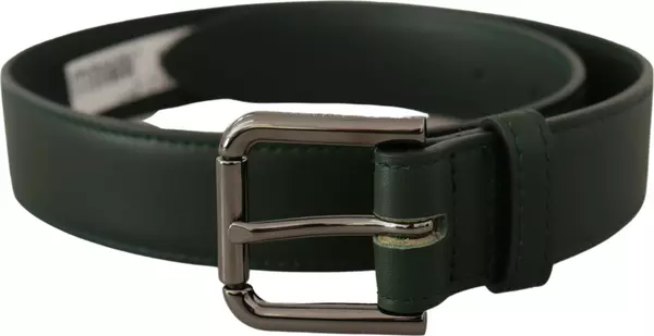 Army Green Leather Logo Metal Waist Buckle Belt