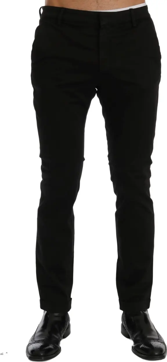 Black Slim Fit Cotton Stretch Pants