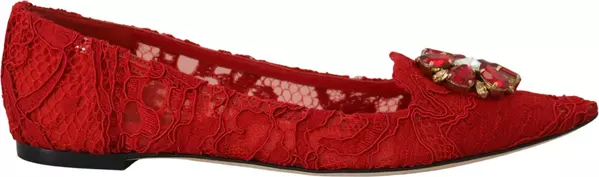Red Taormina Crystals Loafers Flats Shoes