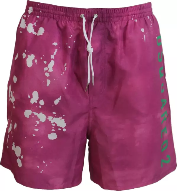 Pink Tie Dye Logo Men Beachwear Shorts Swimwear