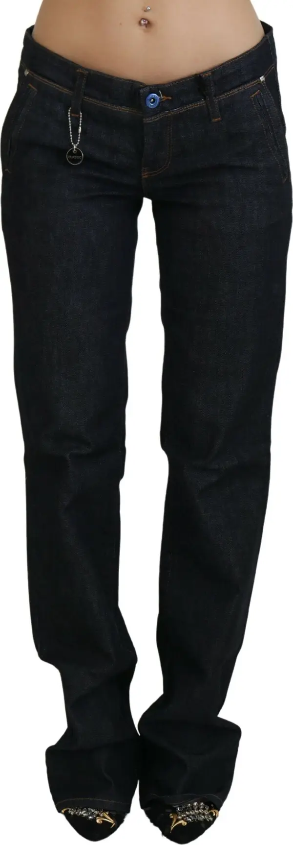Blue Low Waist Straight Denim Pants Jeans