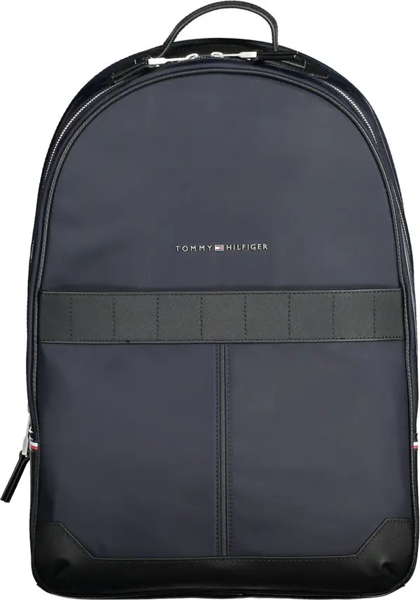 Blue Polyester Men Backpack