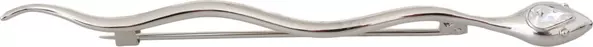 Silver Brass Crystal Spilla Serpente Mens Brooch Pin