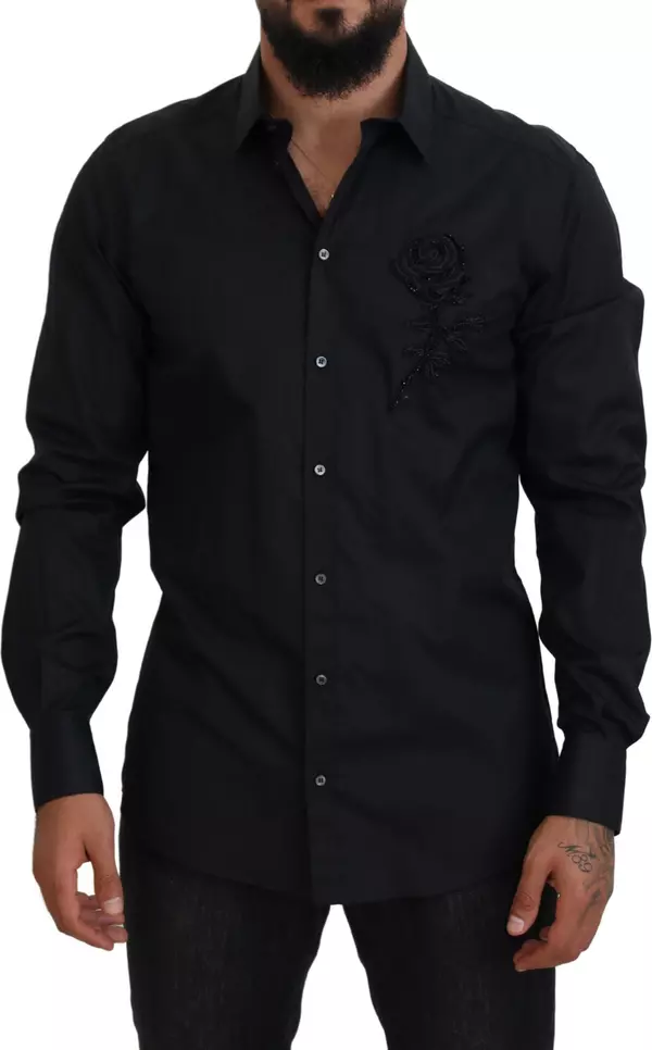 Black Roses Slim Fit Cotton Shirt
