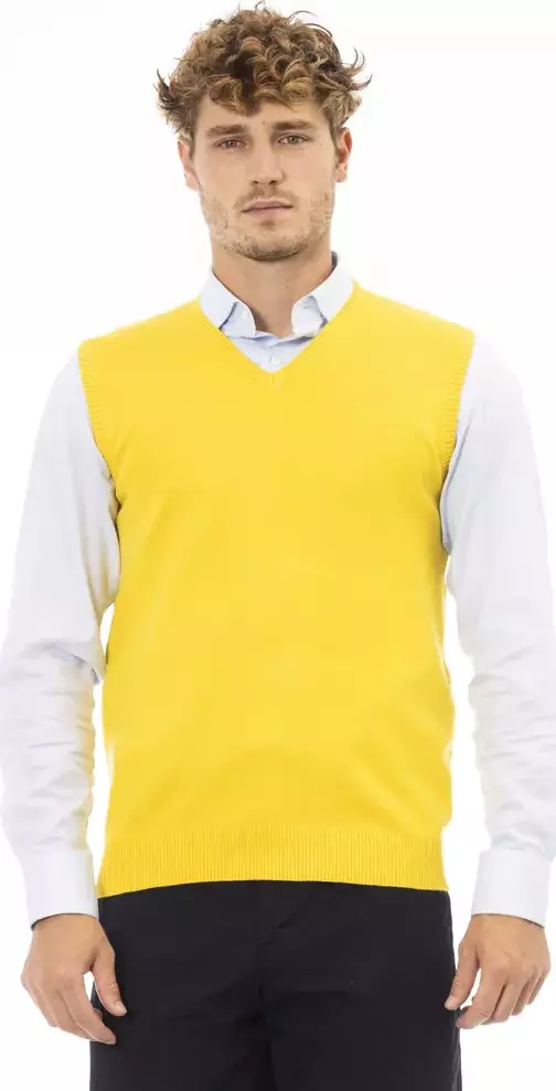 Yellow Viscose Men Jacket