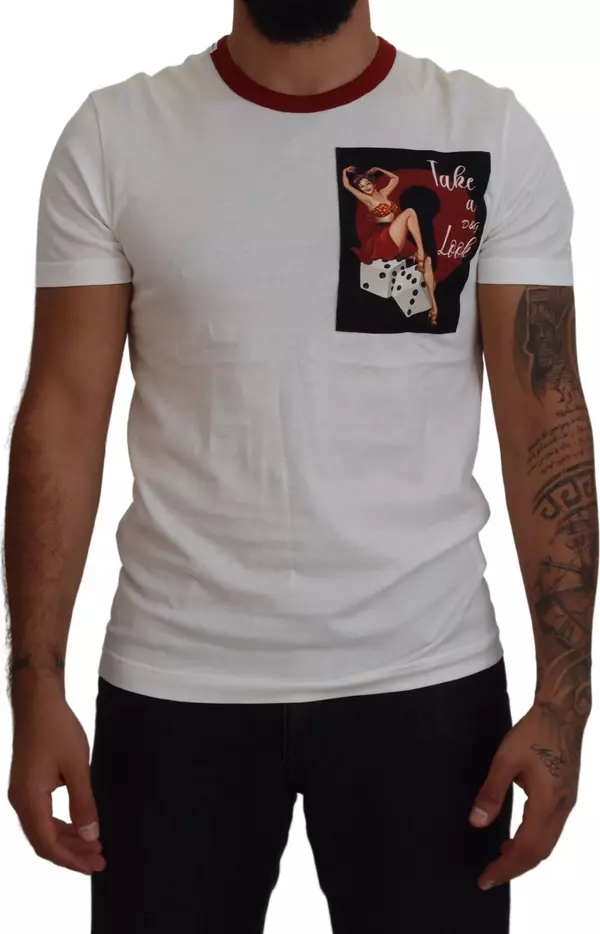 Cotton White Logo Print Crewneck T-shirt
