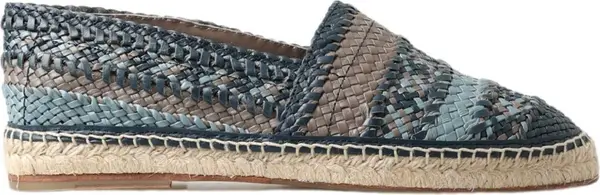 Blue Gray Leather Buffalo Espadrille Shoes
