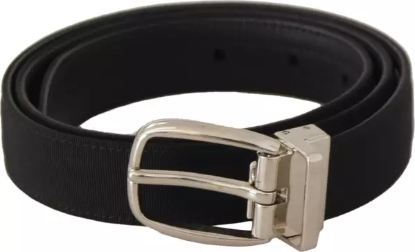 Belt Black Calf Leather Silver Tone Metal Buckle