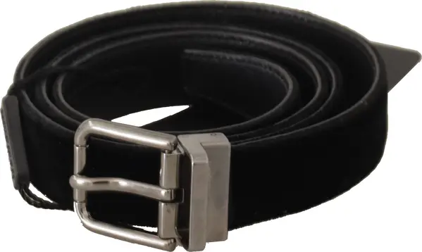Black Cotton Silver Tone Metal Buckle Belt