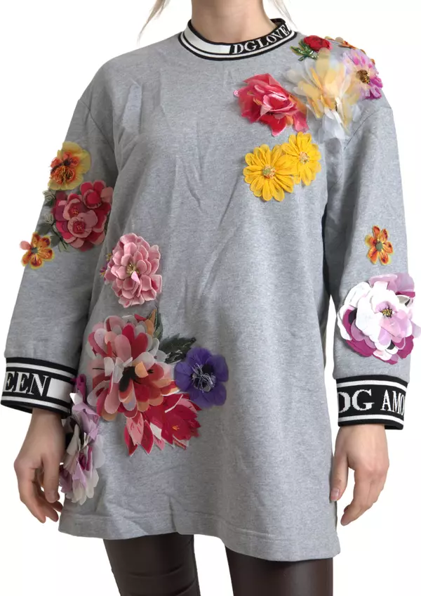 Gray DG Amore Queen Floral Pullover Sweater