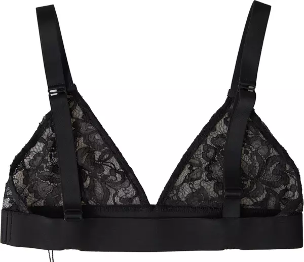 Black Floral Lace Nylon Stretch Bra Underwear