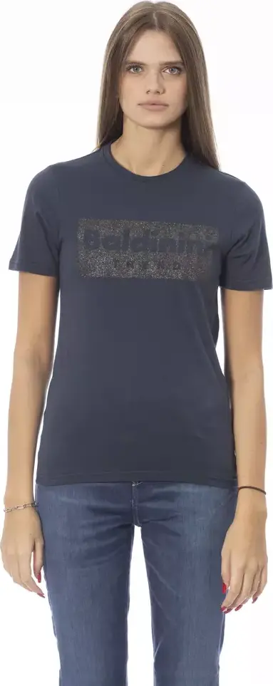 Blue Cotton Women T-Shirt
