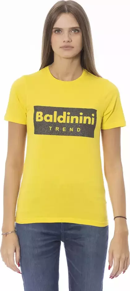 Yellow Cotton Women T-Shirt