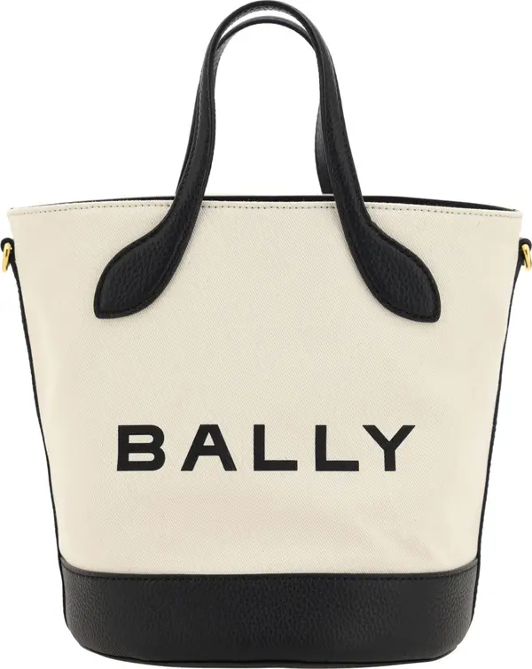 White and Black Leather Bucket Bag