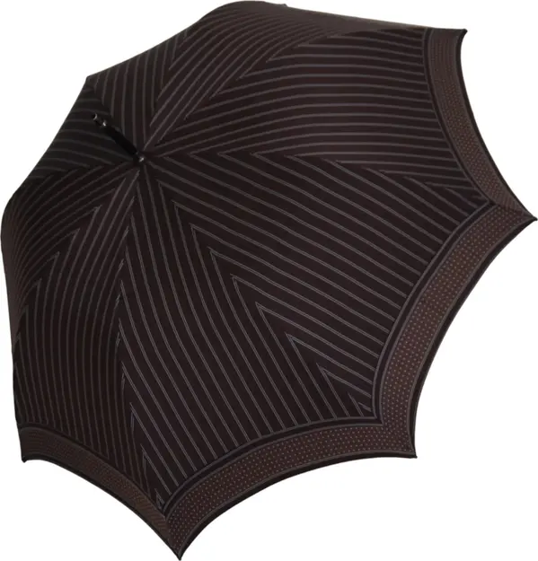 Brown Striped Leather Handle Collapsible Sartoria Umbrella