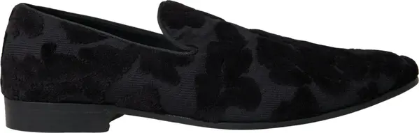 Black Brocade Loafers Formal Shoes