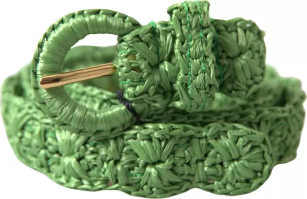 Green Viscose Weaved Skinny Waist Belt
