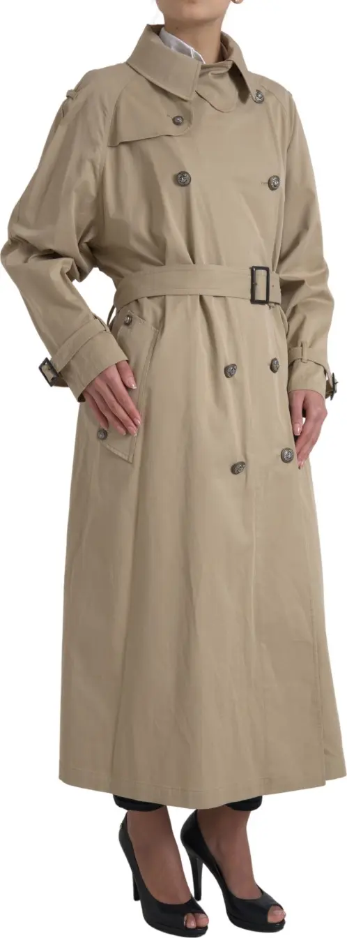 Khaki Double Breasted Trench Coat Jacket