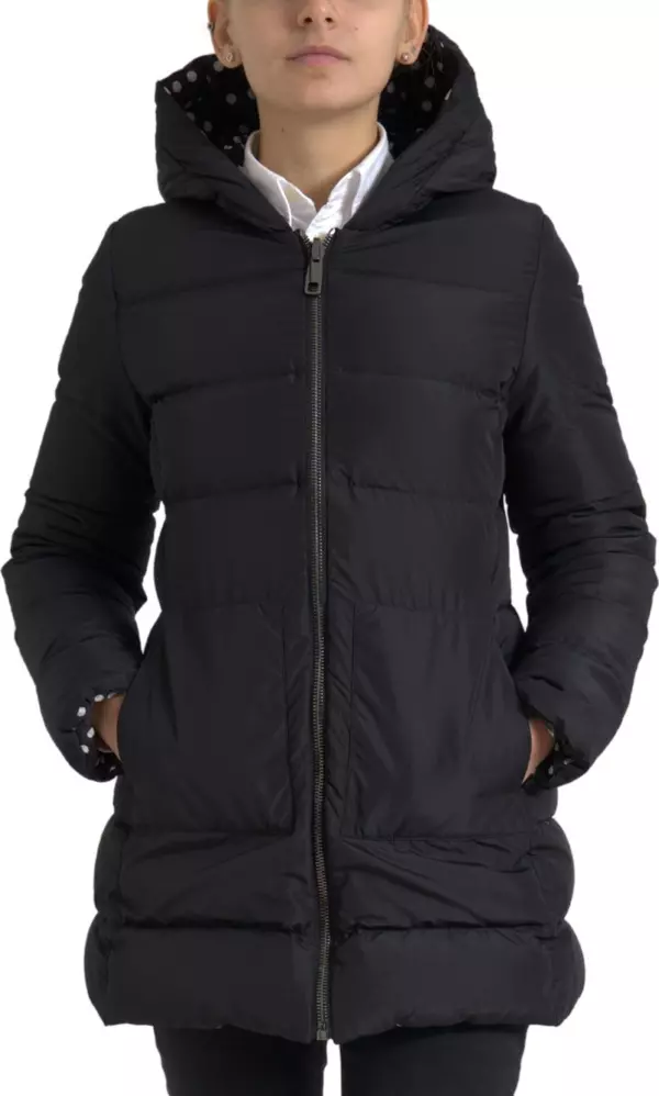 Black Polyester Hooded Reversible Jacket
