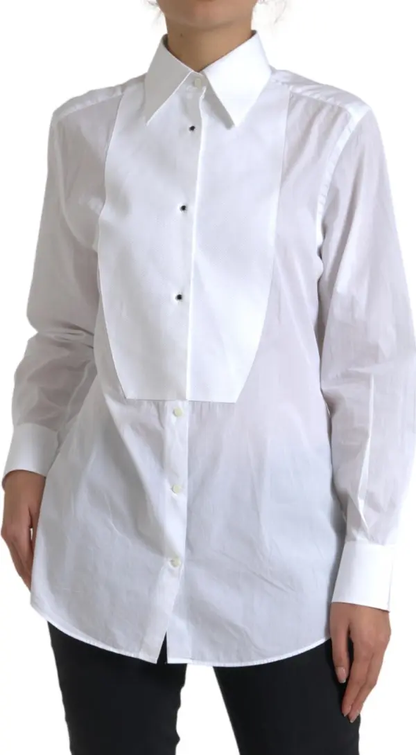 Cotton Collared Long Sleeves Shirt White