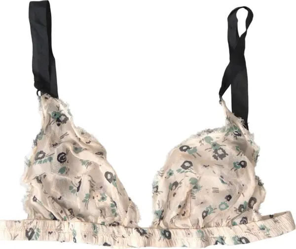 Beige Floral Underwear Bikini Bra