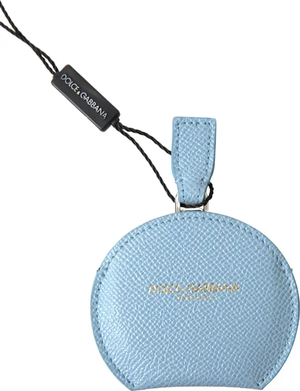 Light Blue Calfskin Leather Mirror Holder